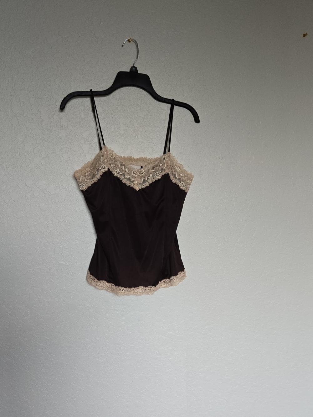 Worthington Brown Cami with Cream Lace Trim